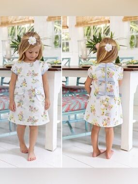 The Beaufort Bonnet Company Betts Bow Dress Biltmore Blooms and Buckhead Blue 2T